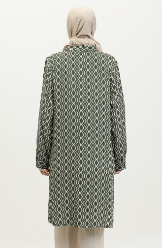 Büyük Beden Desenli Gömlek Tunik 2022A-02 Haki