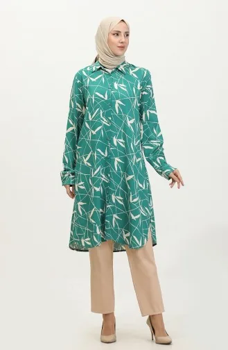 Gemusterte Hemdtunika In Übergröße Modell 2022B-04 Grün 2022B-04