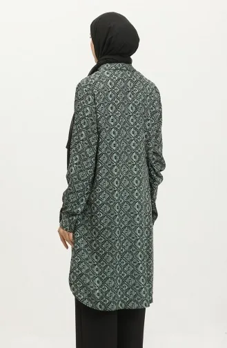 Gemusterte Hemdtunika In Übergröße 2022C-01 Grün 2022C-01