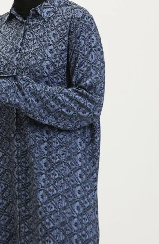 Plus Size Gestreept Shirt Tuniek 2022C-02 Indigo 2022C-02