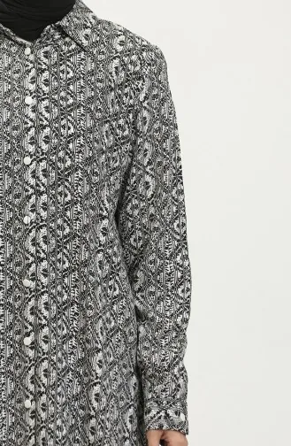 Büyük Beden Desenli Gömlek Tunik 2022C-03 Beyaz