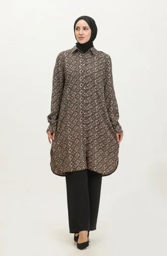 قميص تونيك منقوش مقاس كبير 2022C-04 مينك 2022C-04