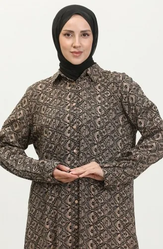 قميص تونيك منقوش مقاس كبير 2022C-04 مينك 2022C-04