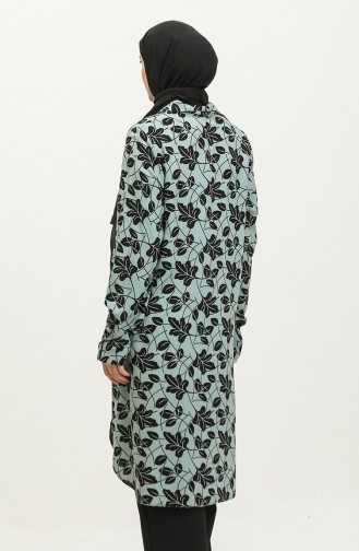 Büyük Beden Desenli Gömlek Tunik 2022D-01 Çağla Yeşil