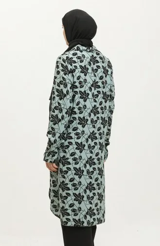 Gemusterte Hemdtunika In Übergröße 2022D-01 Çağla Grün 2022D-01