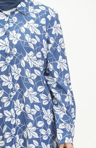 Plus Size Gestreept Shirt Tuniek 2022D-02 Blauw 2022D-02