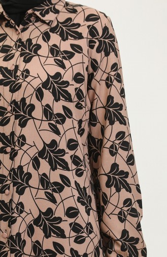 Gemusterte Hemdtunika In Übergröße Modell 2022D-03 Braun 2022D-03