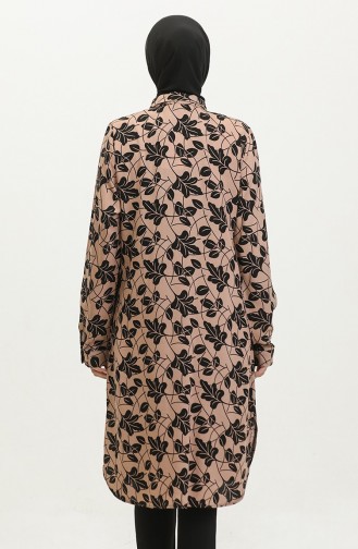 Gemusterte Hemdtunika In Übergröße Modell 2022D-03 Braun 2022D-03