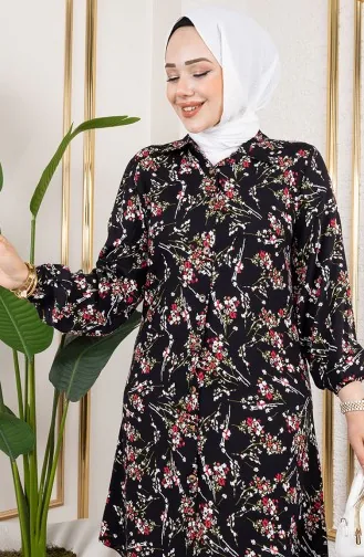 Asel Tunique Viscose Fleurie 0174-05 Noir 0174-05