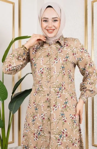 Asel Bloemen Viscose Tuniek 0174-06 Mink 0174-06