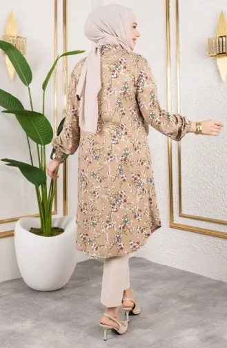 Asel Bloemen Viscose Tuniek 0174-06 Mink 0174-06