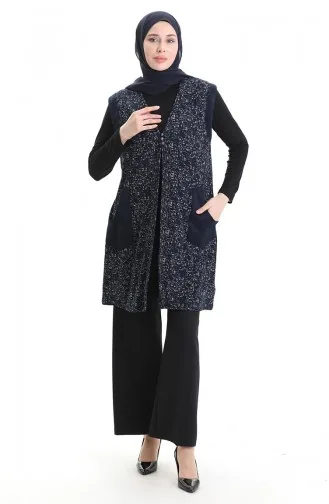 Gilet Boutonné Jacquard 994727A-01 Bleu Marine 994727A-01