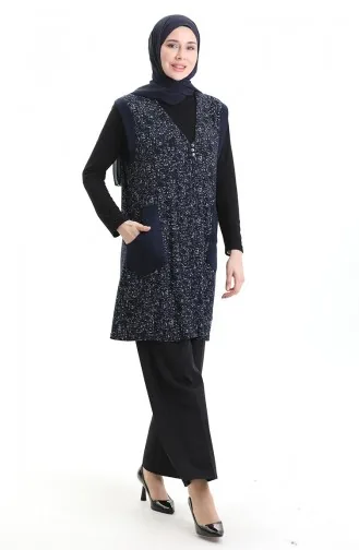 Gilet Boutonné Jacquard 994727A-01 Bleu Marine 994727A-01