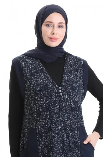 Gilet Boutonné Jacquard 994727A-01 Bleu Marine 994727A-01