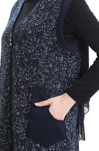 Gilet Boutonné Jacquard 994727A-01 Bleu Marine 994727A-01