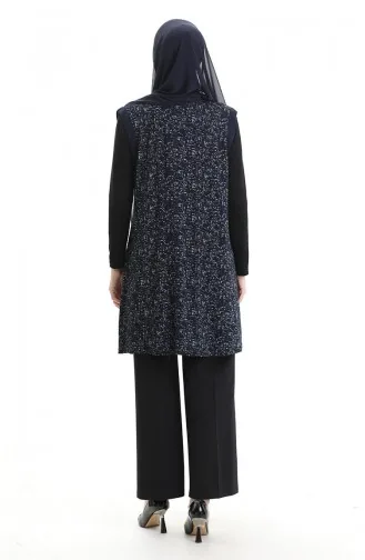 Gilet Boutonné Jacquard 994727A-01 Bleu Marine 994727A-01