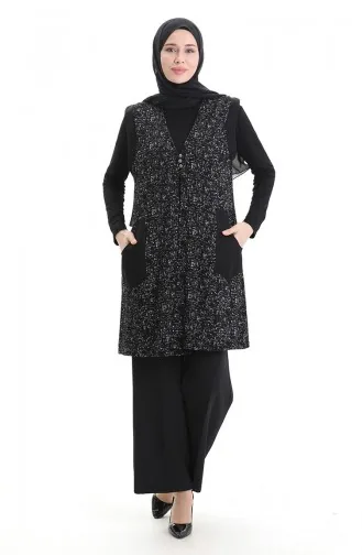 Jacquard Buttoned Vest 994727A-02 Black 994727A-02