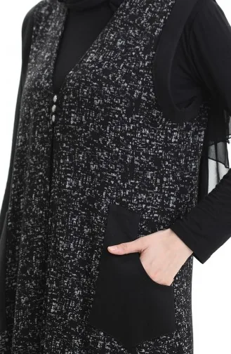 Jacquard Buttoned Vest 994727A-02 Black 994727A-02