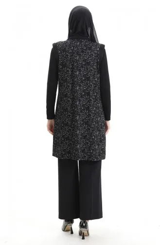 Jacquard Buttoned Vest 994727A-02 Black 994727A-02