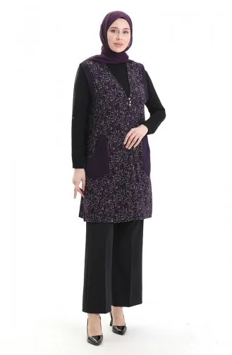 سترة جاكار بأزرار 994727A-04 أرجواني 994727A-04