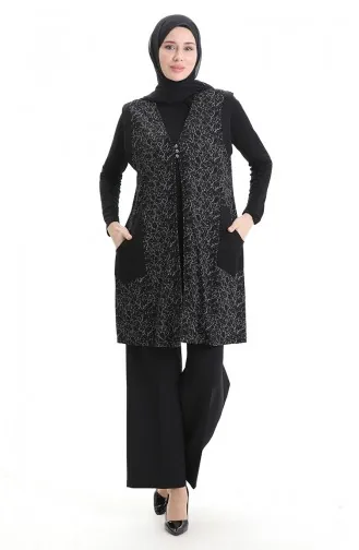 Jacquard Buttoned Vest 994727B-01 Black 994727B-01