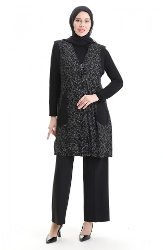 Jacquard Buttoned Vest 994727B-01 Black 994727B-01