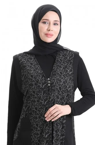 Jacquard Buttoned Vest 994727B-01 Black 994727B-01