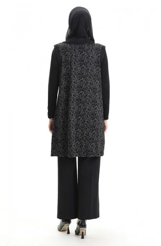 Jacquard Buttoned Vest 994727B-01 Black 994727B-01
