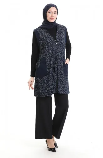 Gilet Boutonné Jacquard 994727B-02 Bleu Marine 994727B-02