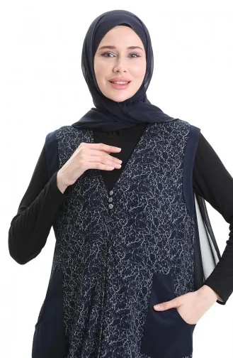 Gilet Boutonné Jacquard 994727B-02 Bleu Marine 994727B-02