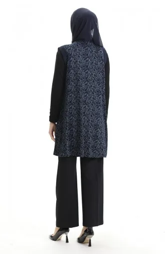 Gilet Boutonné Jacquard 994727B-02 Bleu Marine 994727B-02