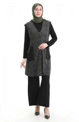 Jacquard-Weste Mit Knöpfen 994727B-03 Khakigrün 994727B-03