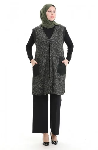 Jacquard-Weste Mit Knöpfen 994727B-03 Khakigrün 994727B-03