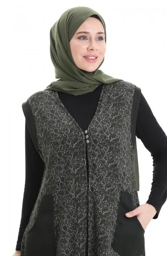 Jacquard-Weste Mit Knöpfen 994727B-03 Khakigrün 994727B-03