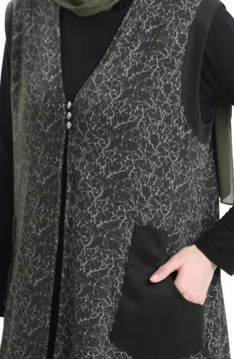 Jacquard-Weste Mit Knöpfen 994727B-03 Khakigrün 994727B-03
