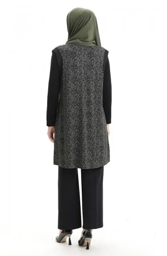 Jacquard-Weste Mit Knöpfen 994727B-03 Khakigrün 994727B-03