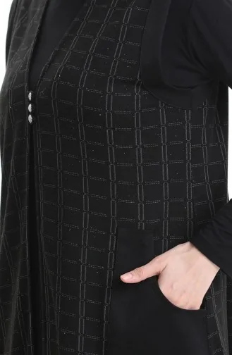 Jakarlı Düğmeli Yelek 994727C-01 Siyah