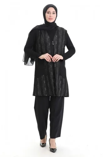 Jacquard Buttoned Vest 994727E-01 Black 994727E-01