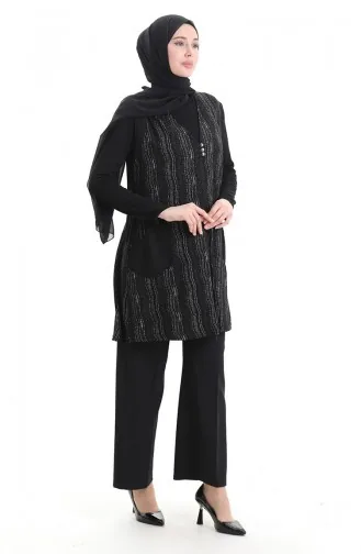 Jacquard Buttoned Vest 994727E-01 Black 994727E-01