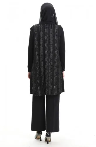 Jacquard Buttoned Vest 994727E-01 Black 994727E-01