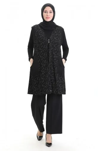 Gilet Boutonné Jacquard 994727F-01 Noir 994727F-01
