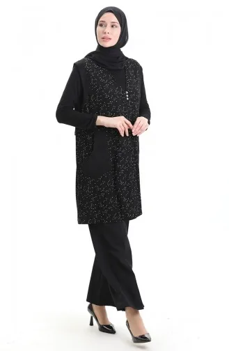 Gilet Boutonné Jacquard 994727F-01 Noir 994727F-01