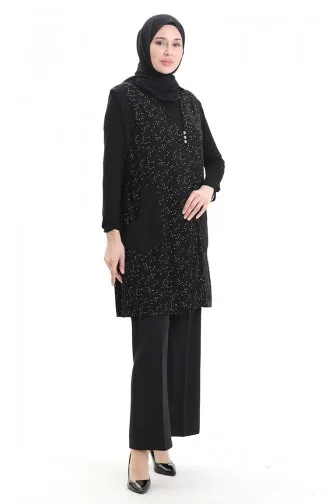 Gilet Boutonné Jacquard 994727F-01 Noir 994727F-01