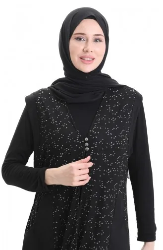 Gilet Boutonné Jacquard 994727F-01 Noir 994727F-01