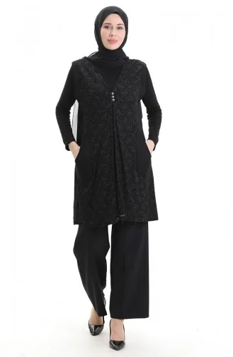 Gilet Boutonné Jacquard 994727G-01 Noir 994727G-01