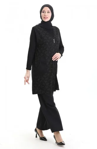 Gilet Boutonné Jacquard 994727G-01 Noir 994727G-01