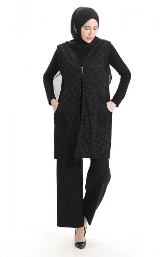 Gilet Boutonné Jacquard 994727G-01 Noir 994727G-01
