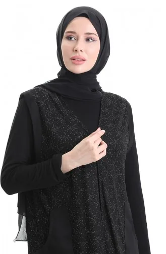 Gilet Boutonné Jacquard 994727G-01 Noir 994727G-01