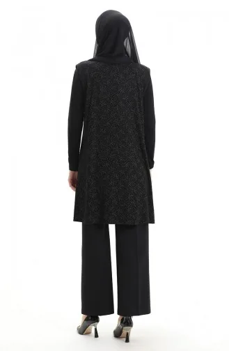 Gilet Boutonné Jacquard 994727G-01 Noir 994727G-01