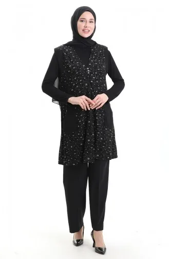 سترة جاكار بأزرار 994727H-01 سوداء 994727H-01